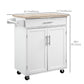 HOMCOM Rolling Kitchen Island Cart with Wood Top, Enough Storage Drawer Space with Towel Bar Rack Shelves, Portable Kitchen Utility Serving Cart Trolley on Wheels, Black