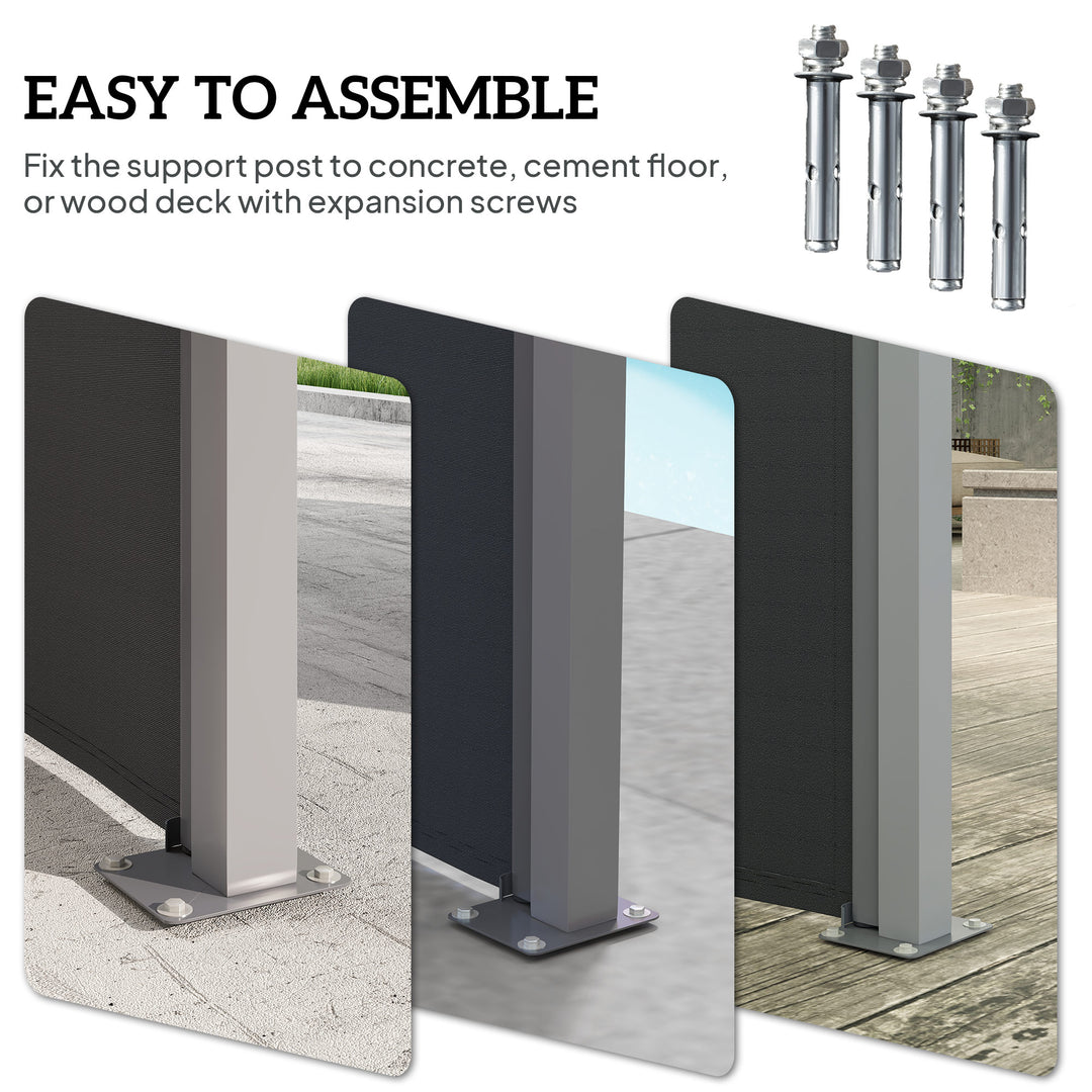 Outsunny Retractable Double Side Awning, 79"x236" Patio Privacy Screen, UV Resistant, Waterproof Wind Screen, Black