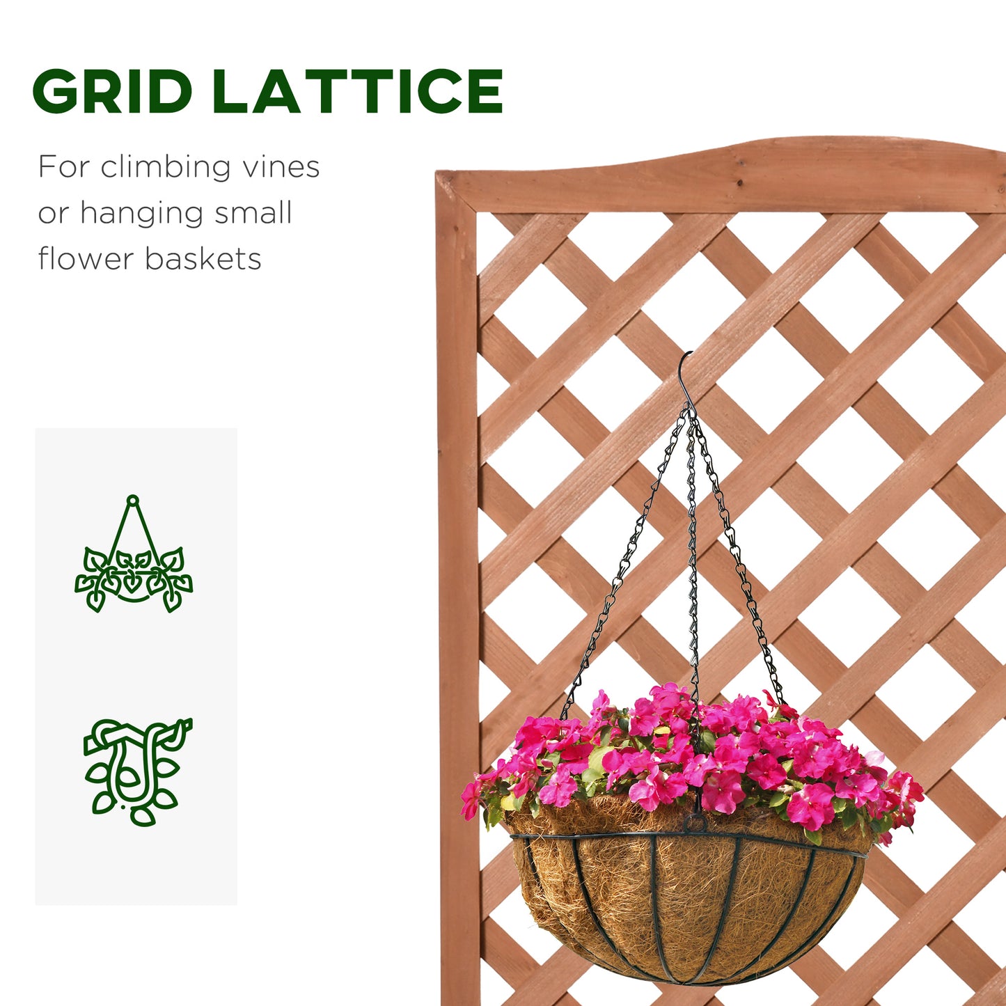 Outsunny Wood Planter with Trellis for Vine Climbing, Raised Garden Bed to Grow Vegetables for Backyard, 28" x 11" x 46", Brown