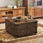HOMCOM Coffee Table with Lift Top, 32" Farmhouse Center Table with Hidden Compartment for Living Room, Antique White