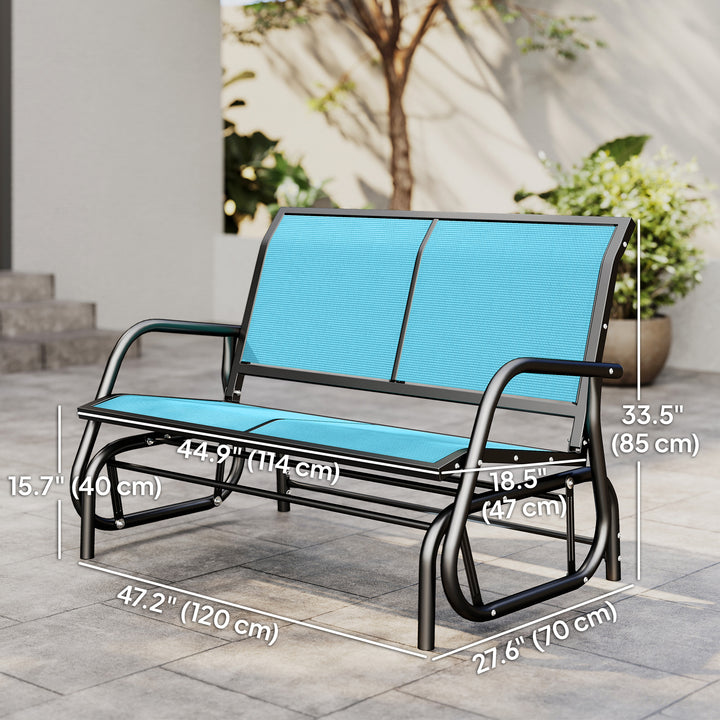 Outsunny Patio Double Glider Bench Swing Chair Rocker Heavy-Duty Loveseat Outdoor Garden Rocking Bench Steel Frame Sling Fabric Seat Black