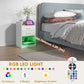 HOMCOM Tall Nightstand with Charging Station and LED Lights, Small Bedside Table with AC Outlets, USB Ports, 2 Drawers, Shelf