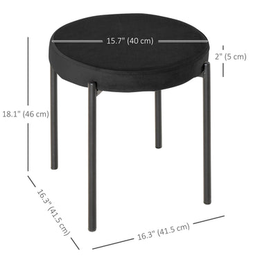 HOMCOM Backless Round Dining Chairs, Modern Stacking Stools Set of 4, Kitchen Chairs with Metal Legs, Black
