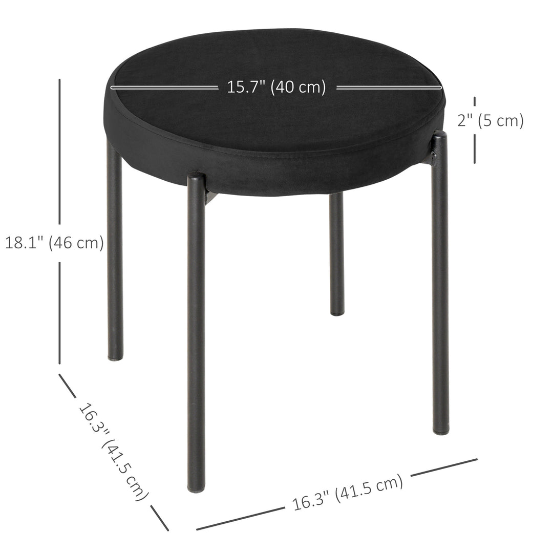 HOMCOM Backless Round Dining Chairs, Modern Stacking Stools Set of 4, Kitchen Chairs with Metal Legs, Black