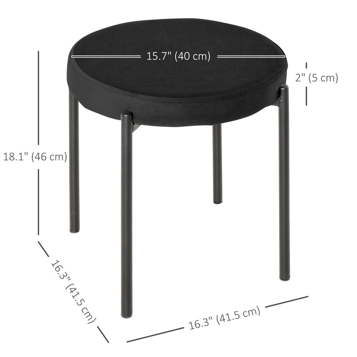 HOMCOM Backless Round Dining Chairs, Modern Stacking Stools Set of 4, Kitchen Chairs with Metal Legs, Black
