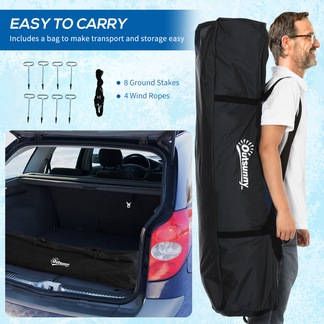 Outsunny 2-4 Person Pop-up Ice Fishing Tent Portable Ice Fishing Shelter with Windproof Windows and Carrying Bag Hub Fish Shelter, Blue