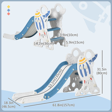 Qaba Toddler Slide Indoor for Kids 1.5-3 Years Old, Space Theme Climber Slide Playset, Blue