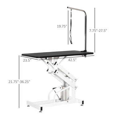 PawHut Pet Grooming Table, Height Adjustable Dog Grooming Table with Arm, Noose and Non-Slip Grooming Table, Black