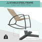Outsunny 2 Pieces Wicker Patio Rocking Chair Set, Rattan Outdoor Rocking Chair Set with High Back, Armrests for Garden, Khaki