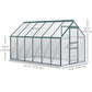 Outsunny 6' x 12' x 6.5' Walk-in Greenhouse, Polycarbonate Greenhouse with Adjustable Roof Vent, Base, Sliding Door, Clear