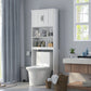 kleankin Modern Over The Toilet Storage, Bathroom Cabinets Over Toilet with Open Shelves and Double Door Cabinet, White