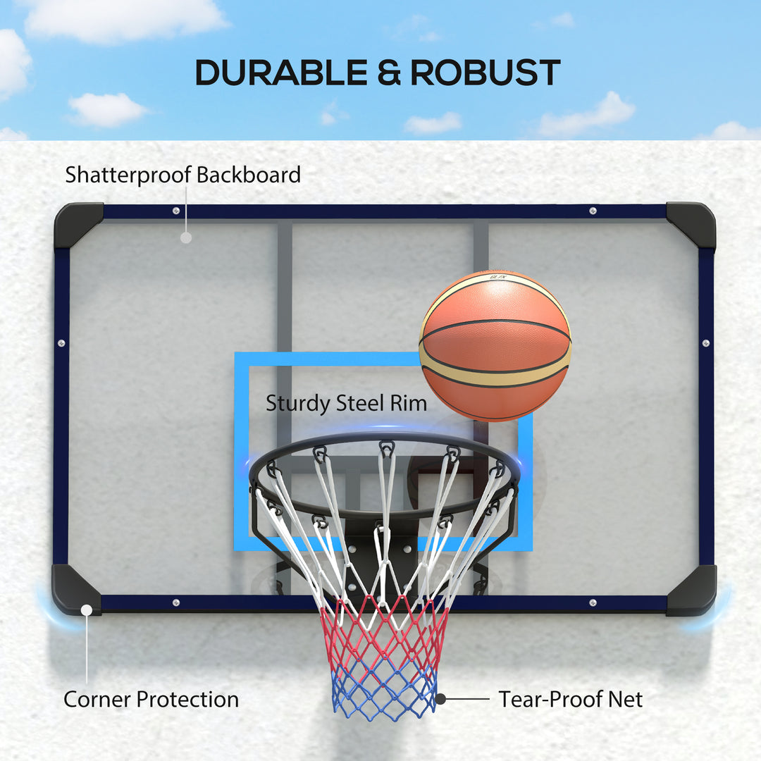 Soozier Wall Mounted Basketball Hoop, Mini Hoop with 45" x 29" Shatter Proof Backboard, Durable Rim and All-Weather Net for Indoor and Outdoor Use