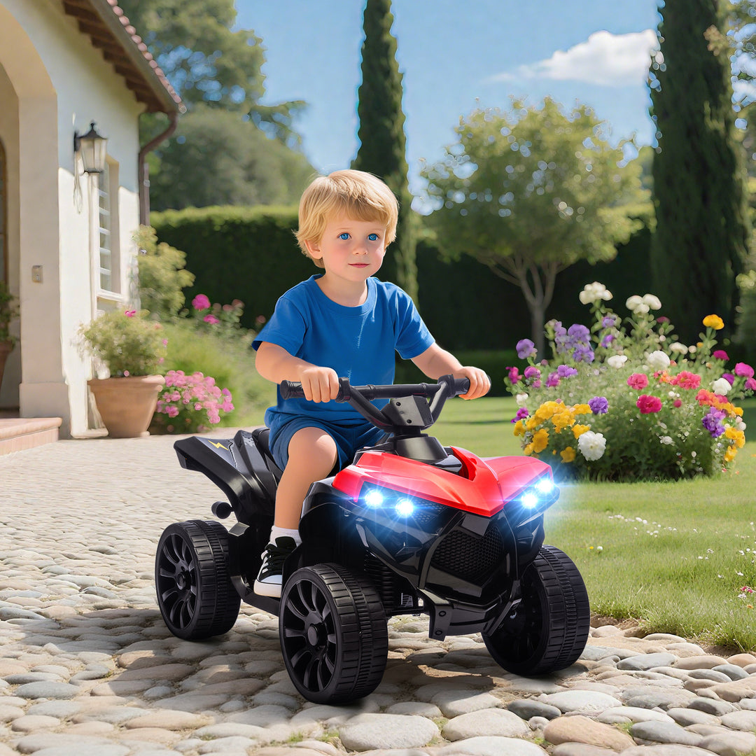 Qaba 6V Kids ATV, 4 Wheeler Electric Ride on Car with Music and LED Headlights, for Ages 3-8 Years Boys and Girls, Pink
