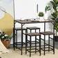 HOMCOM 5 Pieces Industrial Rectangular Bar Table Set, Dining Table Set Breakfast Table with 4 Stools for Dining Room, Kitchen, Dinette, Rustic Brown