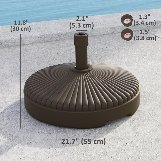 Outsunny Round Patio Umbrella Base Parasol Holder Outdoor Umbrella Stand, Filled Up to 62lbs with Stand or 51lbs with Water for Garden, Poolside, Brown