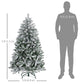 HOMCOM 5 Foot Artificial Flocked Christmas Tree with Snow, Metal Stand, Hinged Xmas Tree for Home Office Holiday