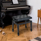 HOMCOM 25" Adjustable Height Piano Bench with Padded Cushion, Keyboard Seat with Storage and Solid Wood Legs, Black