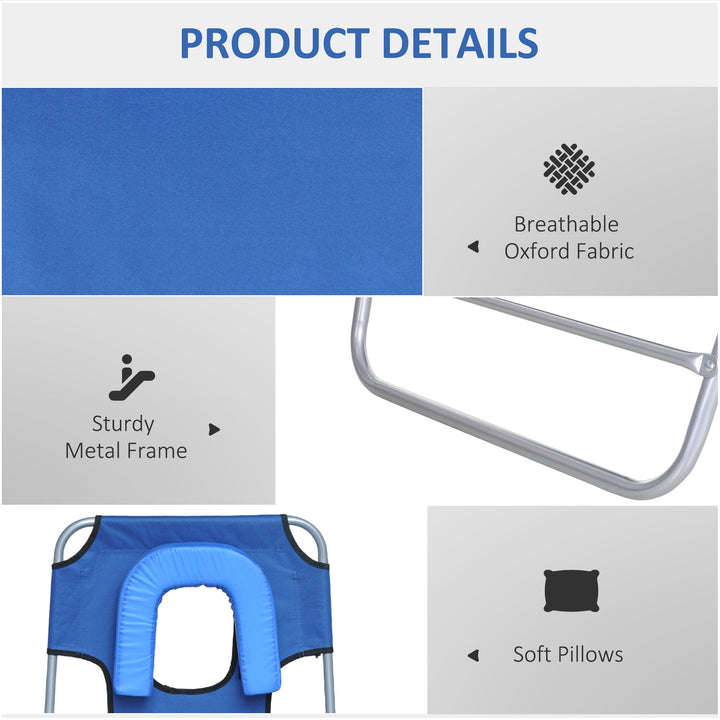 Outsunny Outdoor Lounge Chair, Adjustable Folding Chaise Lounge with Face Cavity, Tanning Chair Sun Lounger Bed Recliner, Red