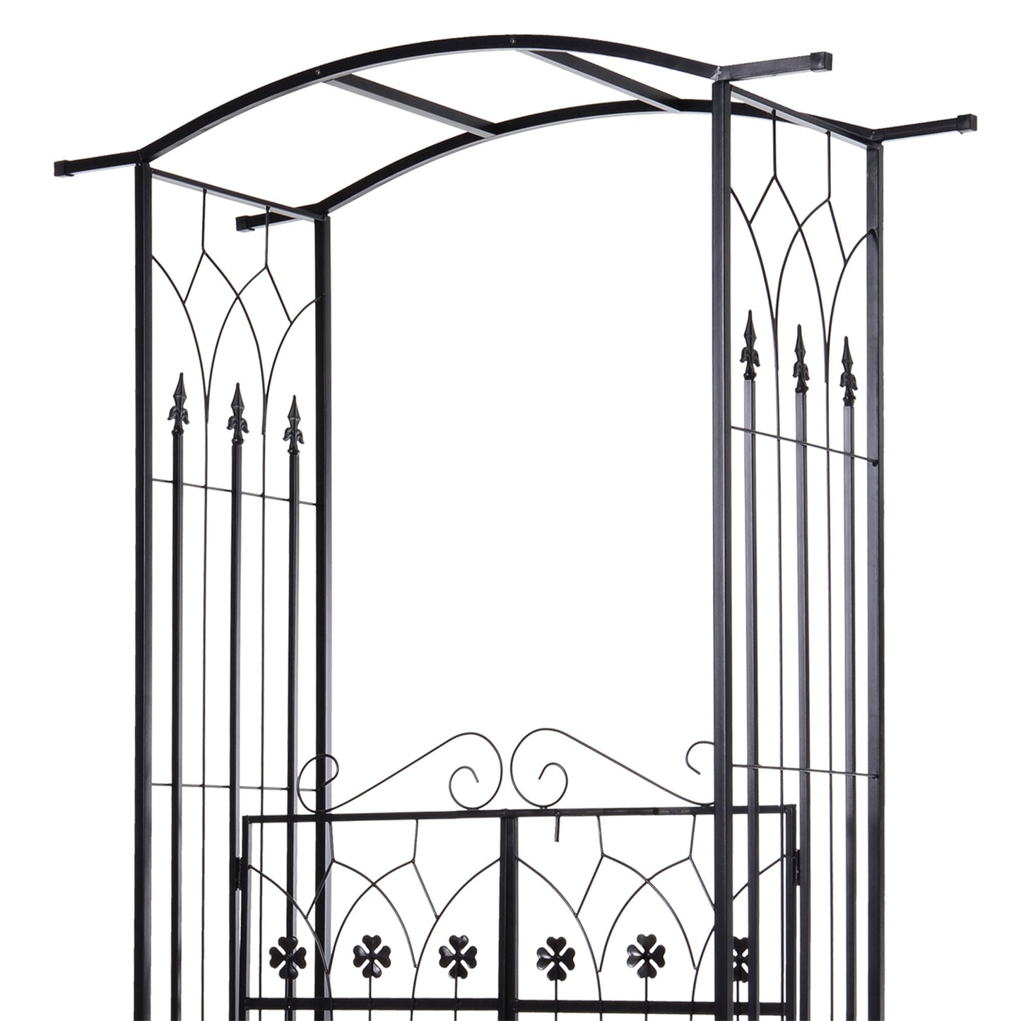 Outsunny 7Ft Outdoor Garden Arbor, Wedding Arch for Ceremony, Trellis with Scrollwork Design, Ideal for Climbing Vines and Plants, Black