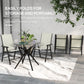 Outsunny 4-Piece Folding Chair Set for Relaxing on Patio Balcony Garden, Comfortable Outdoor Furniture with Armrests, Brown