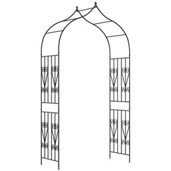 Outsunny 8.7FT Garden Arch Trellis, Outdoor Wedding Arbor for Ceremony with Scrollwork Design for Climbing Roses, Vines and Plants