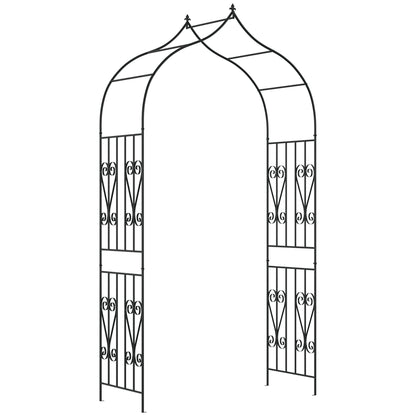 Outsunny 8.7FT Garden Arch Trellis, Outdoor Wedding Arbor for Ceremony with Scrollwork Design for Climbing Roses, Vines and Plants