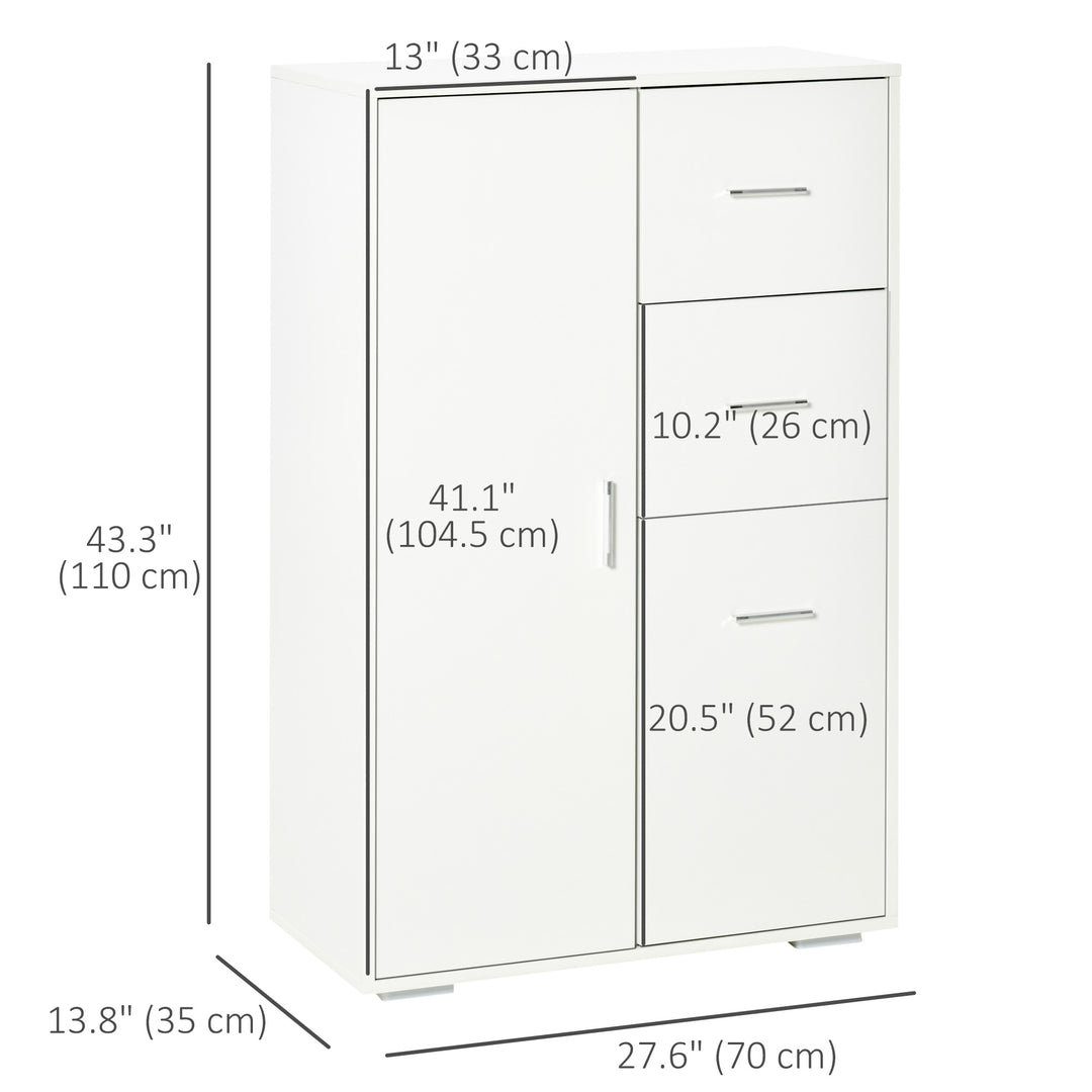 HOMCOM Storage Cabinet with 2 Drawers and 2 Cabinet Free Standing, Kitchen Cabinet Sideboard Buffet Table for Living Room, White