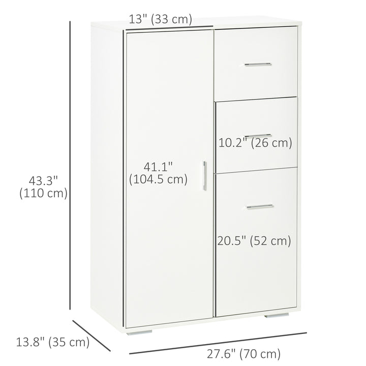 HOMCOM Storage Cabinet with 2 Drawers and 2 Cabinet Free Standing, Kitchen Cabinet Sideboard Buffet Table for Living Room, White