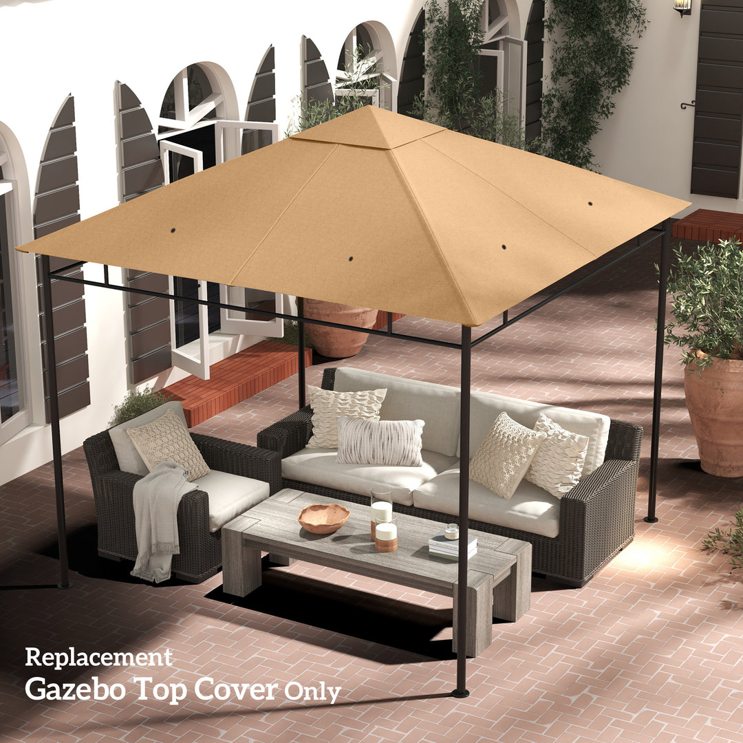 Outsunny 10' x 10' Square Gazebo Canopy Replacement UV Protected Top Cover Sun Shade Coffee