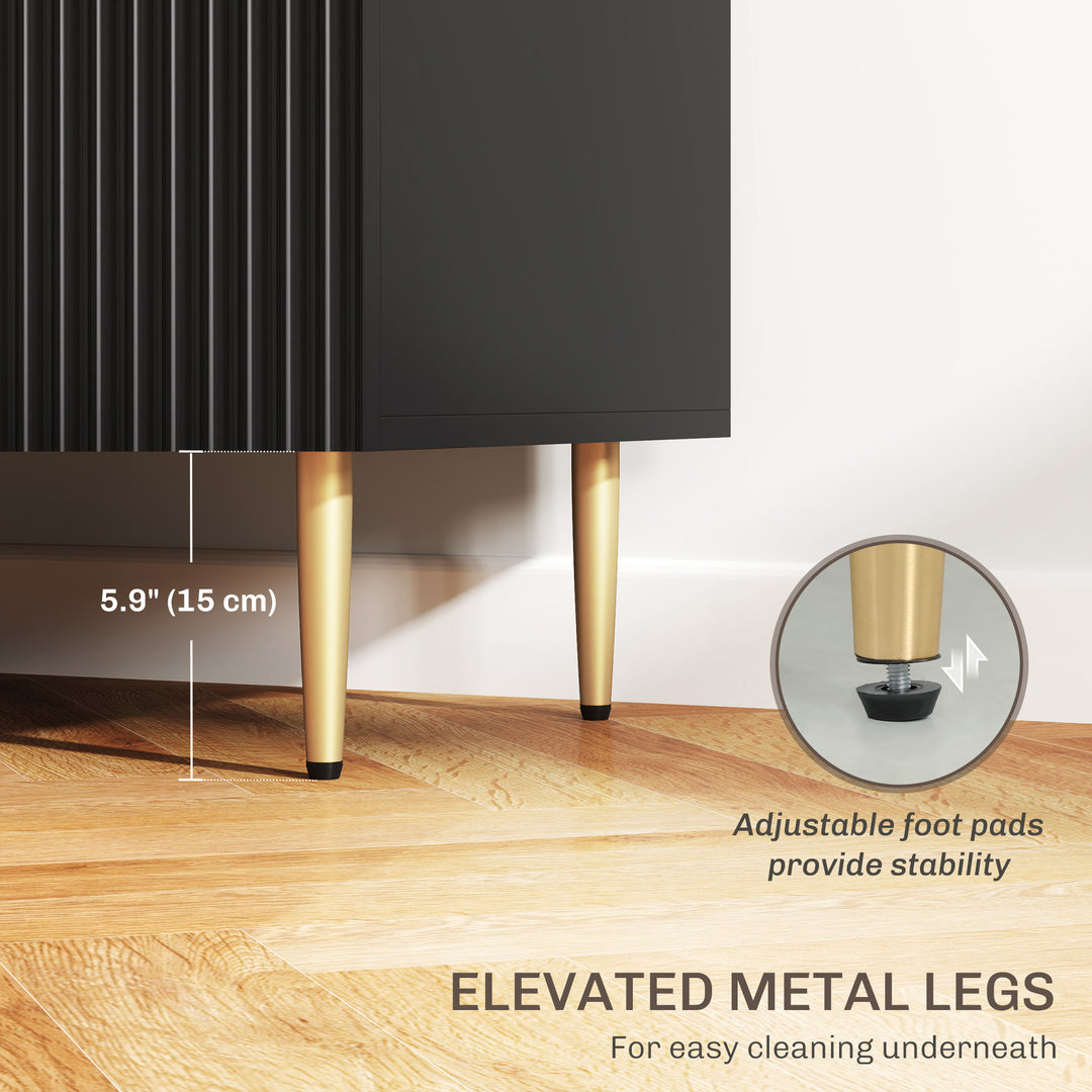 HOMCOM Modern Kitchen Storage Cabinet, Sideboard Buffet Cabinet w/ 3 Drawers and Adjustable Shelves for Kitchen Hallway, Grey