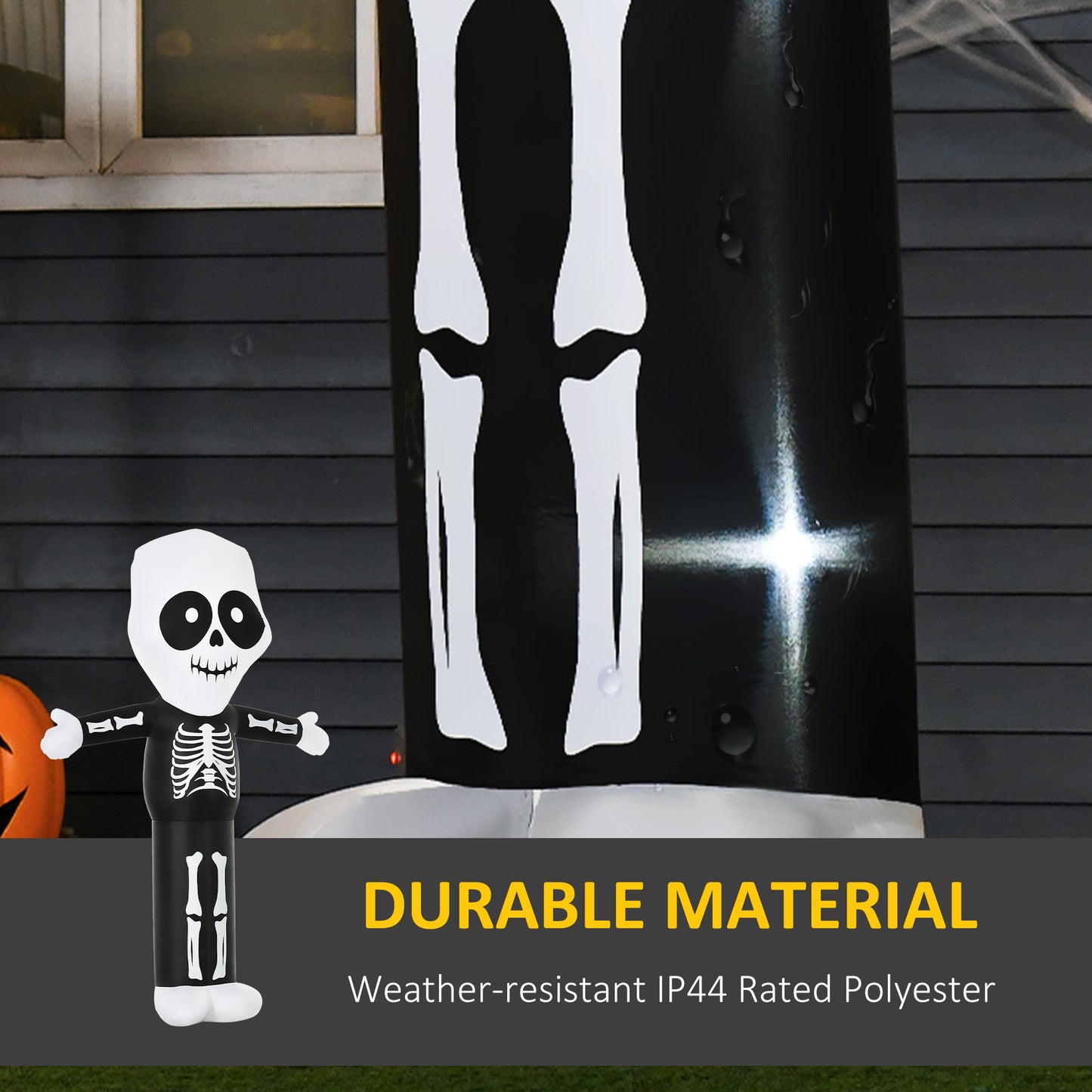 HOMCOM 10ft Halloween Inflatable Skeleton Ghost Decoration, LED Lighted for Home Indoor Outdoor Garden Lawn Decoration Party Prop