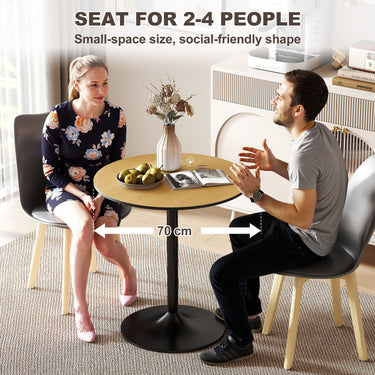 HOMCOM 27.6" Round Kitchen Table for 2, Modern Small Dining Table with Wood Veneer, Steel Base for Dining Room, Natural