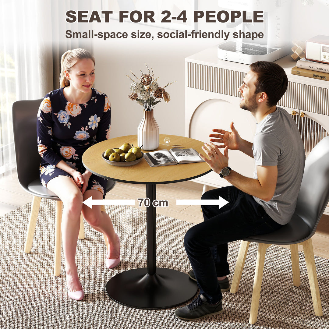 HOMCOM 27.6" Round Kitchen Table for 2, Modern Small Dining Table with Wood Veneer, Steel Base for Dining Room, Natural