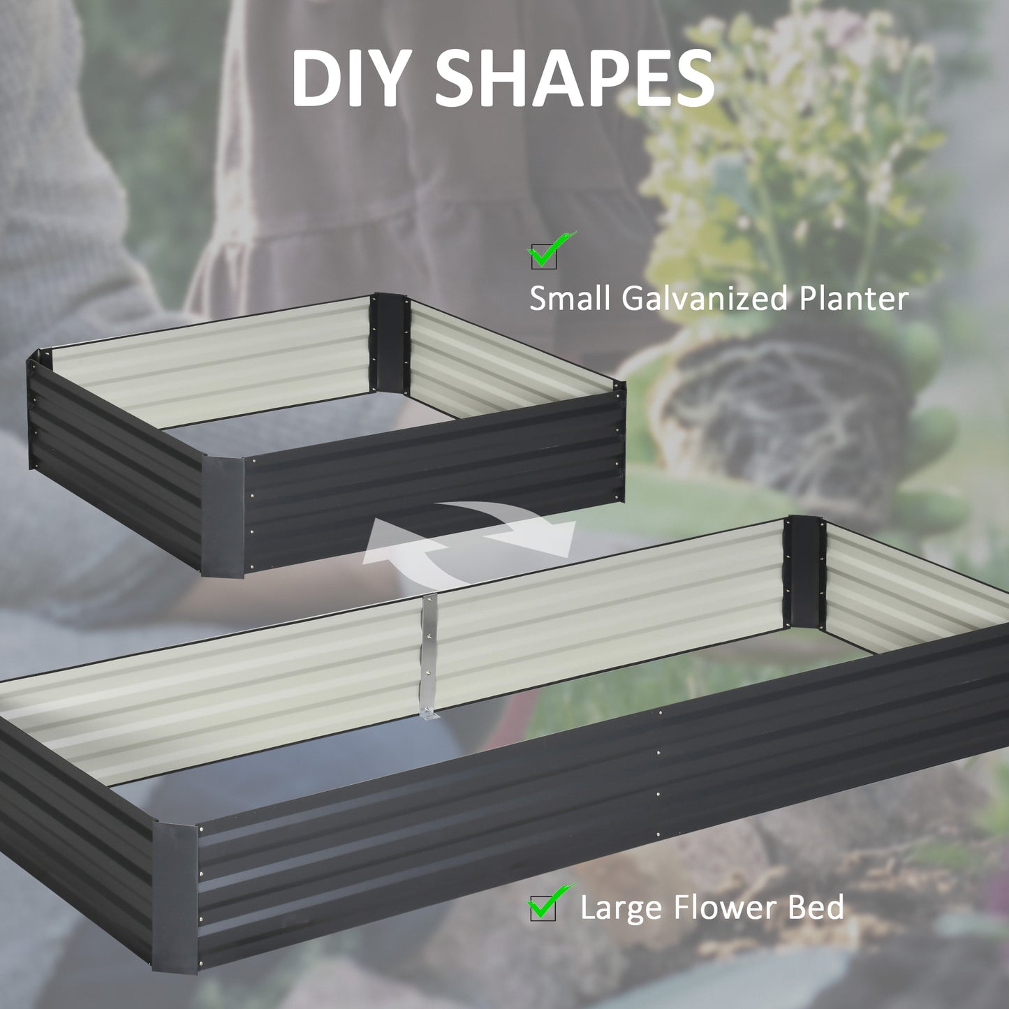 Outsunny 95" x 36" x 12" Galvanized Raised Garden Bed, Metal Elevated Planter Box for Growing Flowers, Herbs, Succulents, Grey