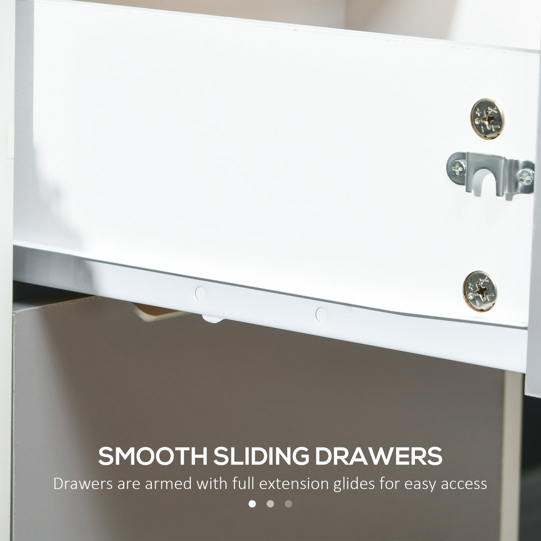 HOMCOM 3 Drawer File Cabinet with Wheels, Vertical Filing Cabinet with Lock, Grey