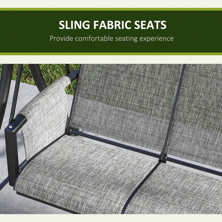 Outsunny 3 Person Porch Swing Outdoor Swing Chair with High Back Design, Side Pouches and Adjustable Canopy, Dark Grey