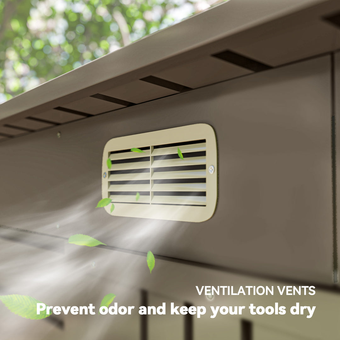 Outsunny 6 x 4FT Galvanized Garden Storage Shed, Metal Outdoor Shed with Double Doors and 2 Vents, Grey