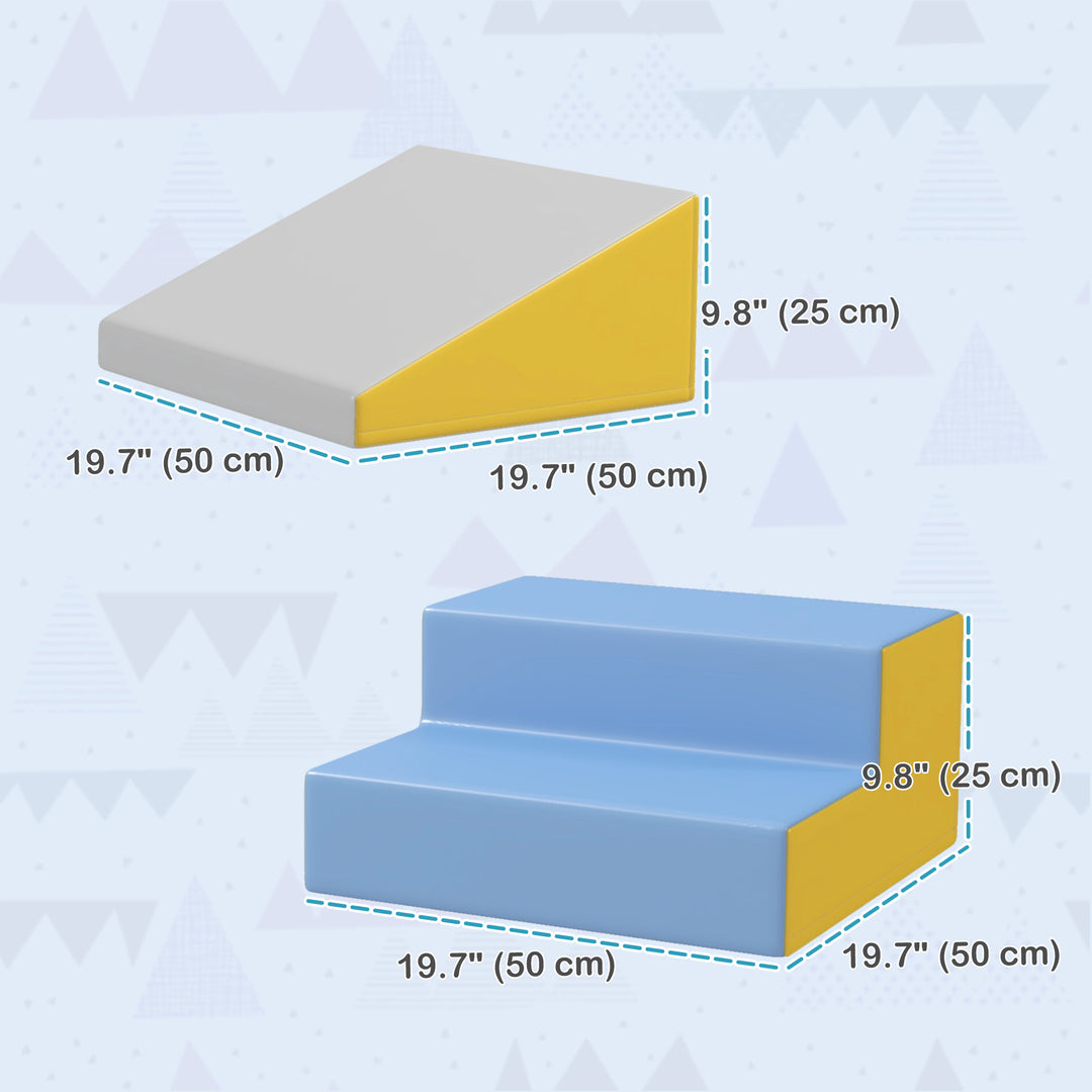 Soozier 2-Piece Climb and Crawl Activity Soft Play Set, Secure Foam Blocks Playset for Toddler Preschooler Babies Indoor, Activity Structure Play Equipment, Multi-colour