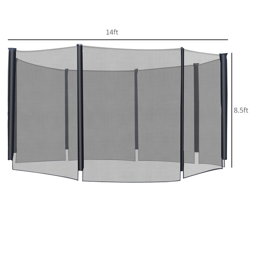 Soozier 12FT Trampoline Net Enclosure Trampolining Bounce Safety Accessories w/ 8 Poles Net Enclosure Only, Black