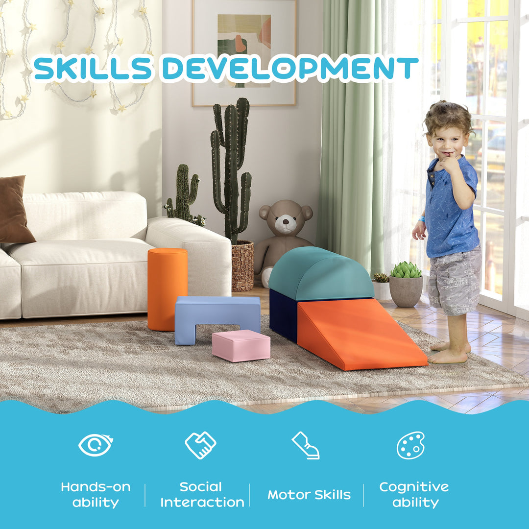 Qaba 6 Piece Soft Play Equipment for Kids 6-72 Months, Yellow and Green