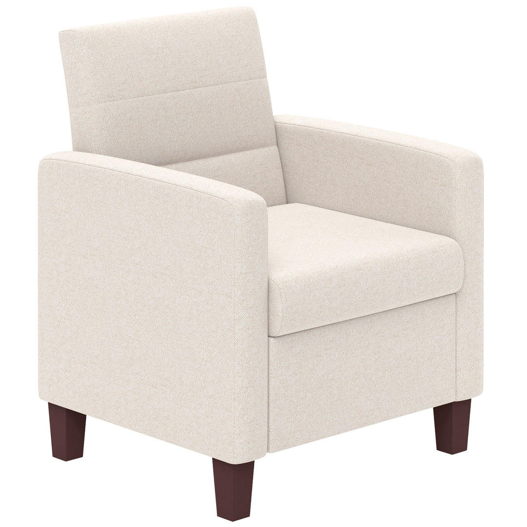 HOMCOM Fabric Accent Chair, Modern Armchair with Seat Cushion and Non-Slip Pads for Living Room, Bedroom, Light Brown