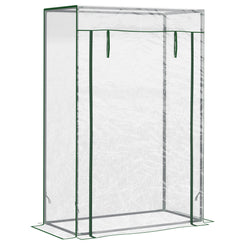 Outsunny 40"L x 20"W x 59"H Walk-in Garden Greenhouse with Steel Frame Outdoor Hot House Tomato Plant Warm House w/ Roll up Door, Plastic Cover, Clear