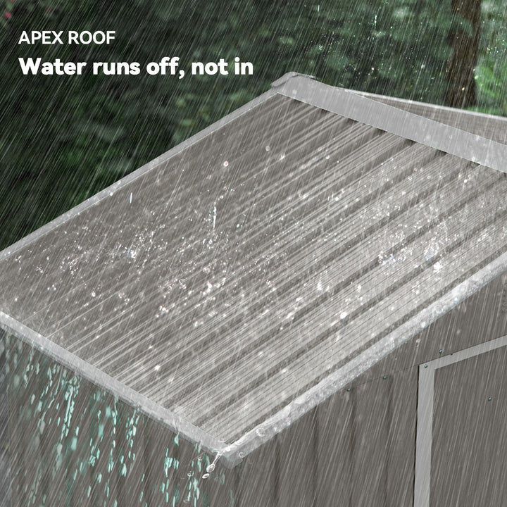 Outsunny 6.5x3.5ft Metal Garden Storage Shed for Outdoor Tool Storage with Double Sliding Doors and Vents, Grey