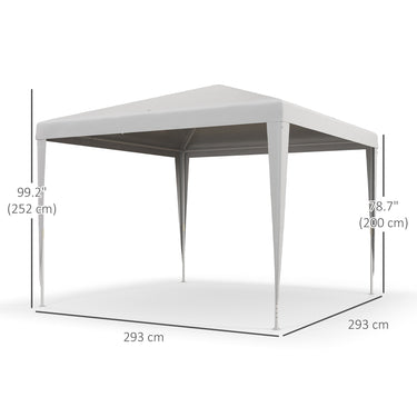 Outsunny 10x10ft Party Tent Portable Gazebo, Folding Garden Canopy Event Shelter Outdoor Sunshade White