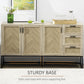 HOMCOM Buffet Cabinet, Coffee Bar Cabinet with Drawers and Adjustable Shelves, Oak