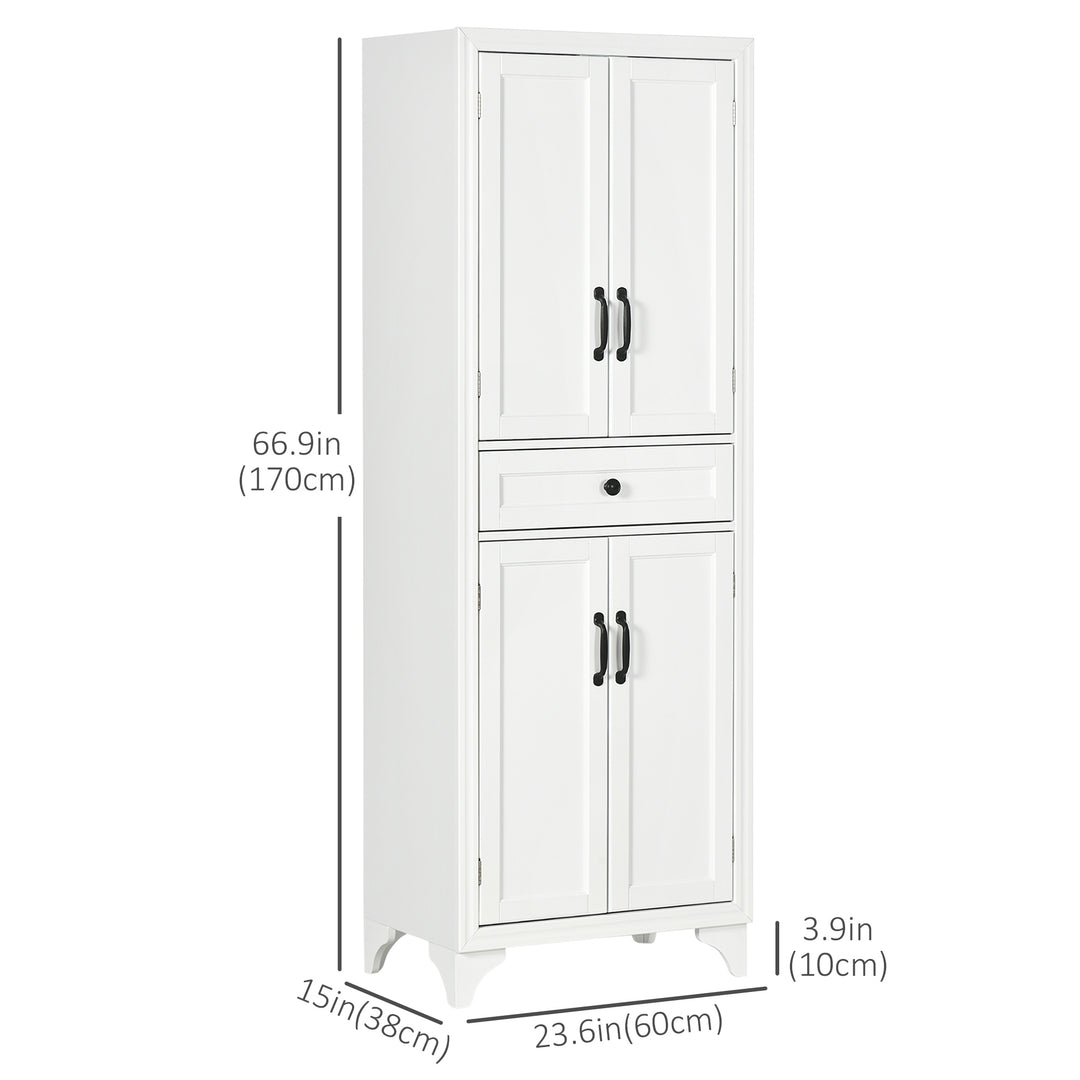 HOMCOM Freestanding Storage Cabinet, Kitchen Pantry Cabinet with 2 Shelves, 4 Doors, Kitchen Storage Cabinets for Dining Room