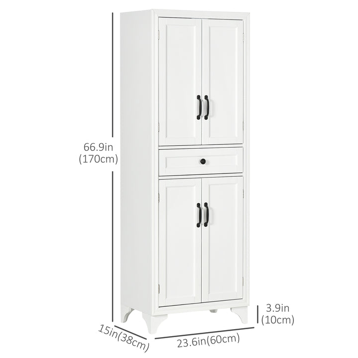 HOMCOM Freestanding Storage Cabinet, Kitchen Pantry Cabinet with 2 Shelves, 4 Doors, Kitchen Storage Cabinets for Dining Room