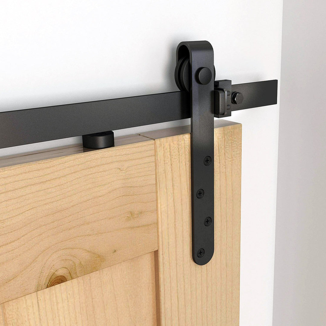 HOMCOM 6FT Antique Sliding Barn Wood Door Hardware Kit Cabinet Closet Hanger Set for Single Door Coffee