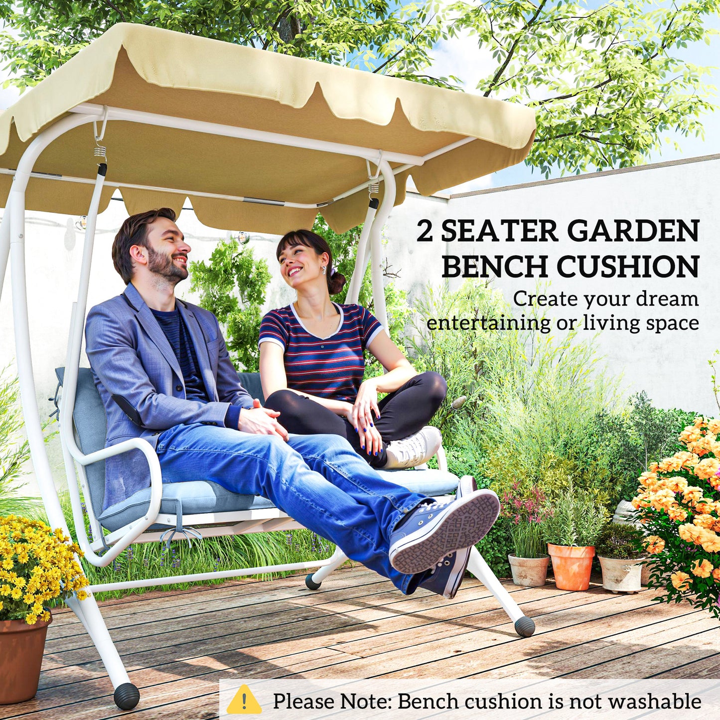 Outsunny Porch Swing Cushion Garden Bench Cushion with Backrest, Non-Slip 2-Seater Thick Pad, Swing Chair Mat Replacement for Indoor and Outdoor, 39.4" x 38.6", Wine Red