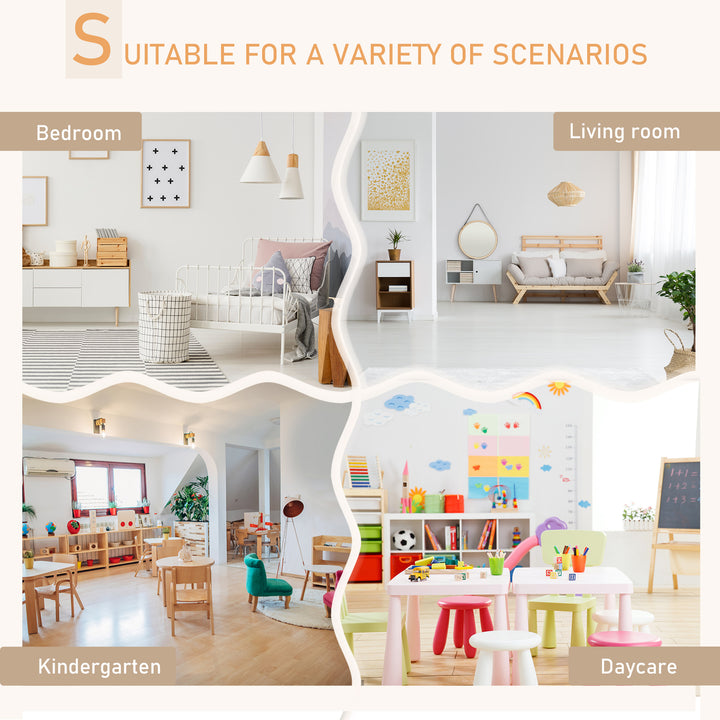 Qaba Kids Wooden Table and 2 Chairs Set, 3-Piece Dining Table with Bear Shape and Rounded Corners for 1-4 Years, White